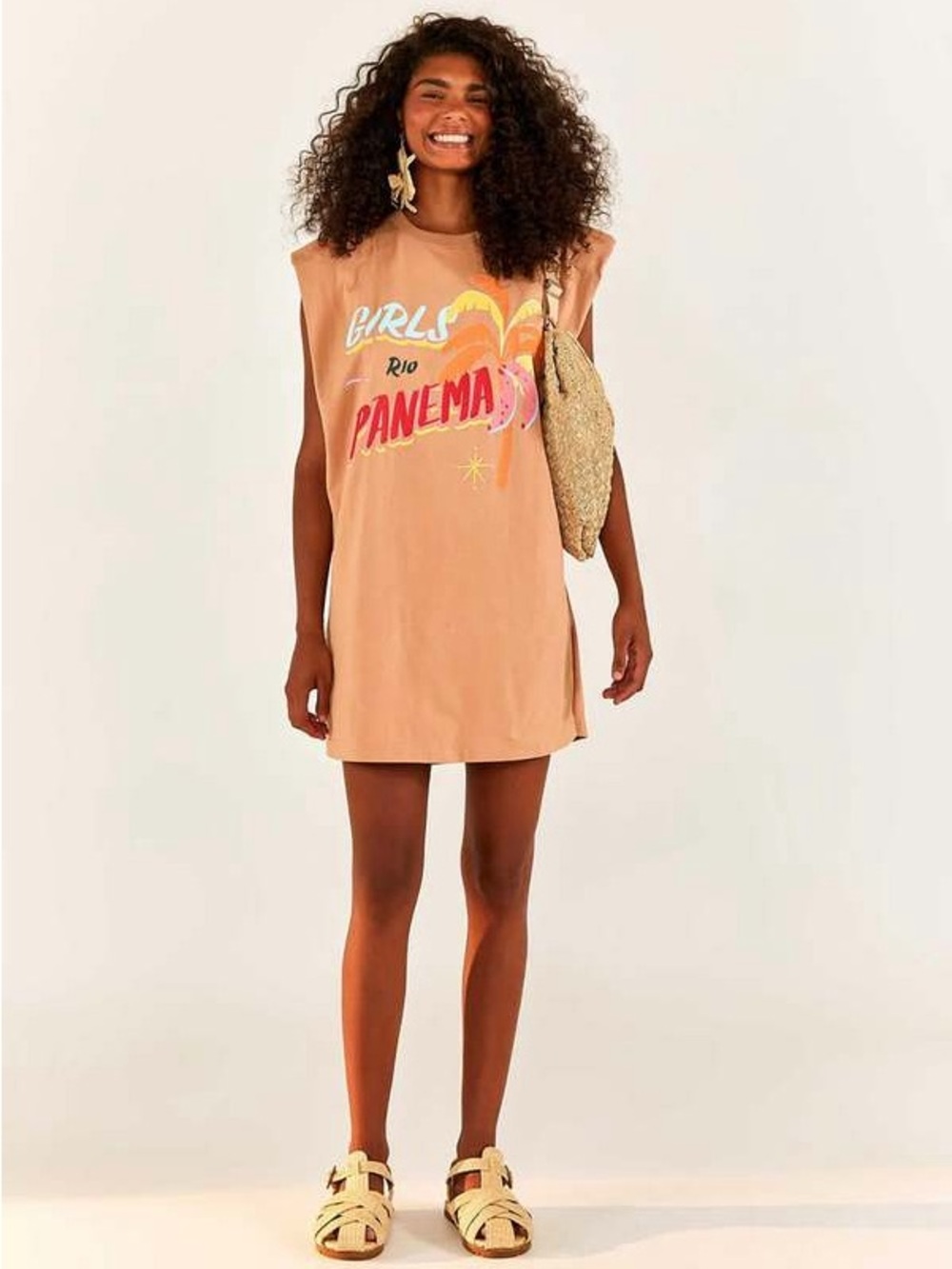 Farm Rio Ipanema Girls Peach Graphic Print Shirt Dress - Picture 2 of 9